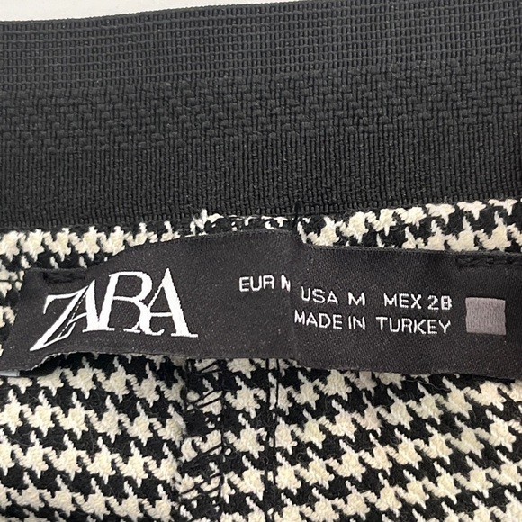 Zara Basic Plaid Pants Womens Size Medium Regular Fit Stretch Waist Straight Leg - Picture 7 of 10